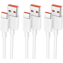kpl 6A USB-C pikalatauskaapelia, 1 m, valkoinen, yhteensopiva Xiaomi Redmi Note 11 Pro, Note 13, Note 14, Note 15 -puhelimien kanssa