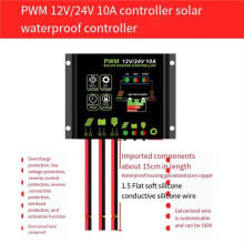 Controlador de Carga Solar À Prova D'Água 10A Controlador de Painel Solar 12V/24V PWM Regulador Inteligente de Bateria Solar