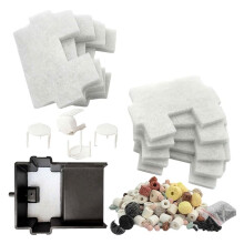 18-Teiliges Set Verbesserter Teichfiltermedien für Pond BOSS Wasserfallüberlauf, 9 Teichfiltermatten + 500 G Keramikringe + 8 Halterungen