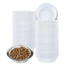 300 Stück Große Einweg-Futternäpfe für Haustiere, Großpackung, Katzenfutternäpfe, Kleine Papiernäpfe, Papiereinlagen für Kleine Hunde, Weiß