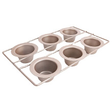 Moule à Muffins Popover, 6 Cavités, Antiadhésif, Type Yorkshire Muffin, pour la Cuisson au Four (Or Champagne)