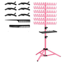 Braiding Rack with Tray, 144 Pegs Height Adjustable, 2-Side Hair Extension Holder, Hair Stand with Stylist Tools