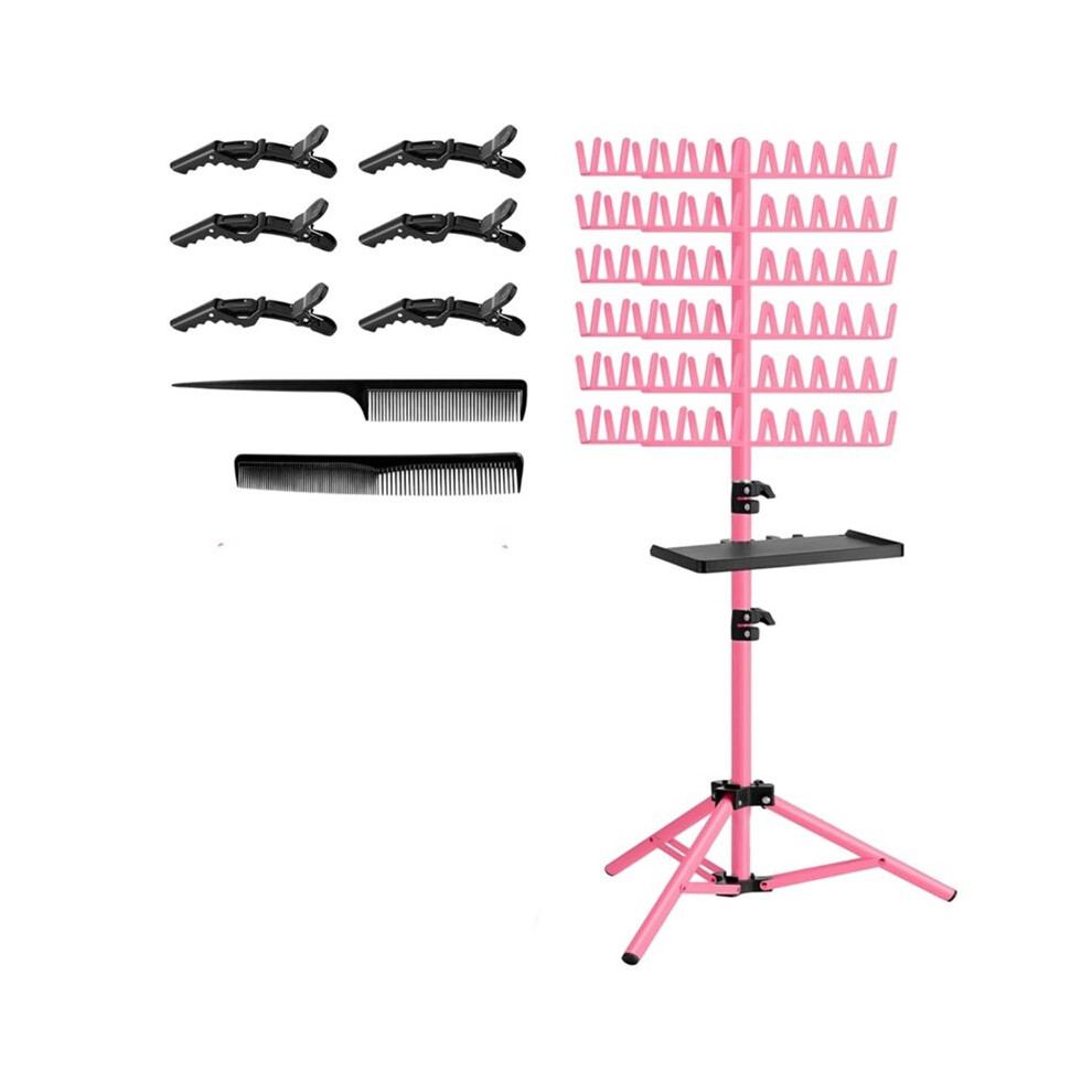 Unisex Braiding Rack With Tray, 144 Pegs Height Adjustable, 2-Side Hair Extension Holder, Hair Stand With Stylist Tools