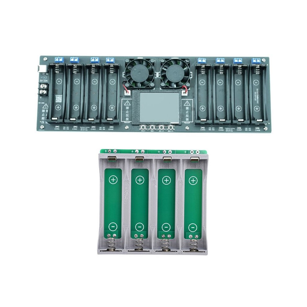 8Channel 18650 Battery Capacity Resistance Tester+21700 Holder Battery Capacity Tester Internal Resistance Tester Black 4713871039982