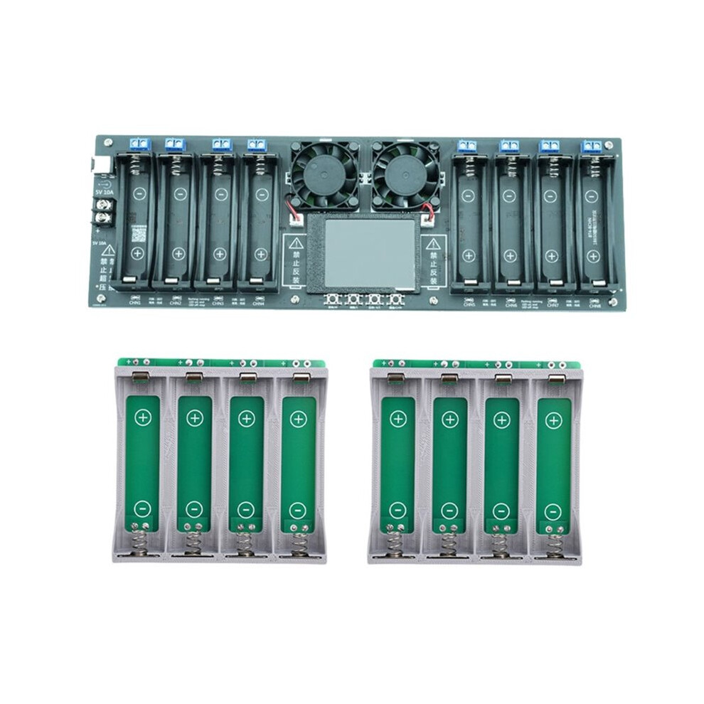 8Channel 18650 Battery Capacity Resistance Tester+2X21700 Holder Battery Capacity Tester Internal Resistance Tester Black 4712200057031
