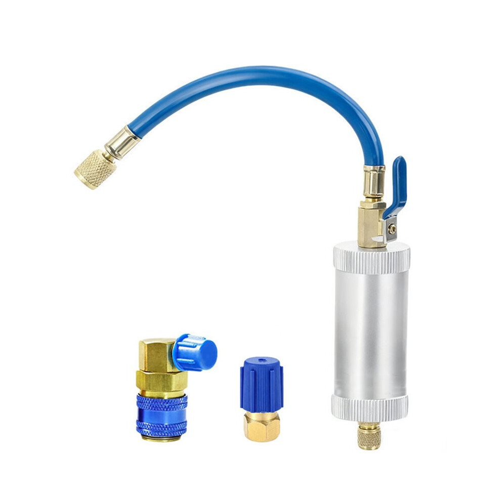 For R134a / R12 / R22 A/C Oil & Dye Injector Tool - A/C Refrigerant Oil Filler+ Quick Coupler + Right-Angle Adapter 6032963283491