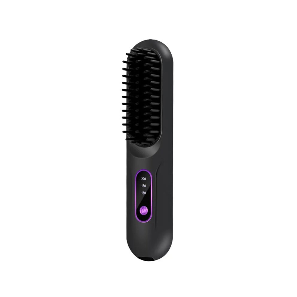 Cordless Hair Straightening Brush with LCD Display, 3 Temperature Settings,Anti-Frizz Ionic Comb for Travel Home Styling