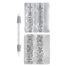 Silicone Art Molds, 2-Piece 3D Flower Pendant Molds with Carving Pen, Clear Model Template, Hibiscus and Molds