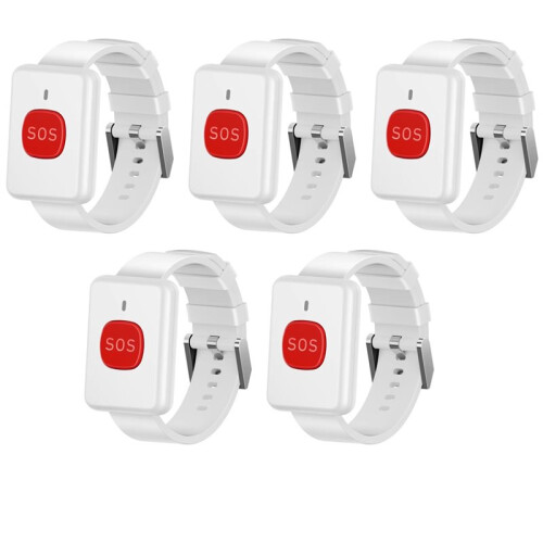 5Pcs Watch Style Wireless Button for Alarm System Emergency Calling RF433Mhz Panic Button for Disable People Siren