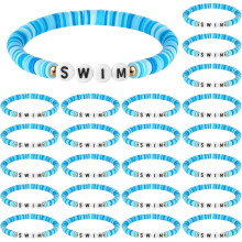 Swim Bracelet Gifts Bulk Kit, Swimmer Beaded Bracelet for Teen Swim Accessories for Team Teen Swimmer Team Kids 24PCS