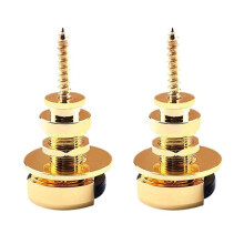 2 Stuks Gitaarbandknoppen/Pinnen, Roestvrij, met Snelsluiting voor Elektrische en Akoestische Gitaren, Goudkleurig