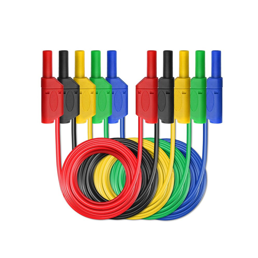 P1050 5Pcs Dual Safety 4Mm Banana Plug Stackable Multimeter Test Leads 100Cm Cable 1000V For Electrical Testing 6033073643496