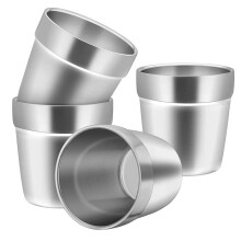 4 Pieces 304 Stainless Steel Cups Double Wall Tumbler Glasses Stackable Metal Drinking Cup for Home Camping