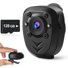 Body Camera Video Recorder Built-in 128GB Memory Card with Night Vision IR Loop Record HD 1080P,4-6 HR Battery Life Wear