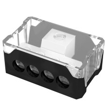 4 Way Audio Power Distribution Block 1x 0/2/4 AWG Gauge in 4X 4/8/10 Gauge Out Ground Distributor Connecting Block