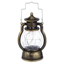 Tragbare Vintage-Handlaterne mit Warmem Licht und Batterie für die Dekoration Von Hausbar und Szene, Gold