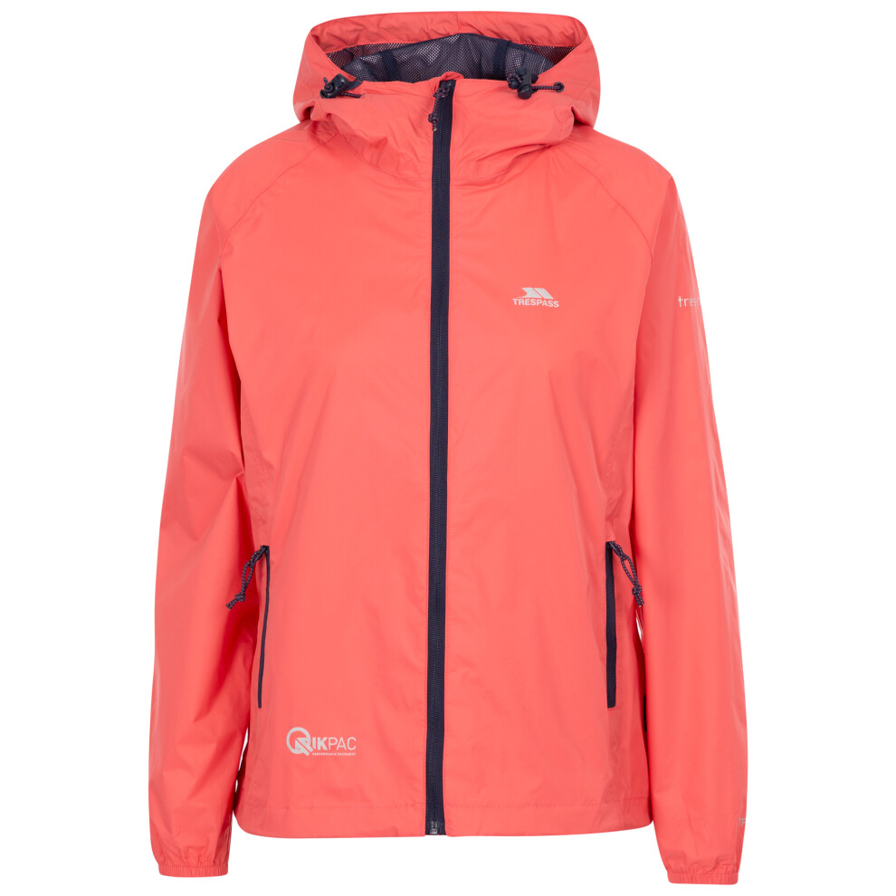 Trespass (18, Peach Blush) Womens Packaway Rain Jacket - Qikpac Orange