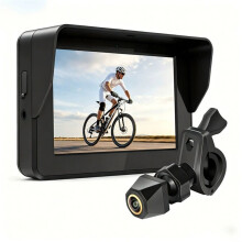 1080P Bike Rear View Camera with 5 Inch HD Display Screen Bicycle Mirror Bike Handlebar Mirror for Mountain Bike E-Bike