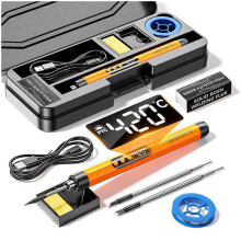Lötkolben-Set mit LED-Digitalanzeige, USB-C-Anschluss, Kabellos, Temperaturanzeige, Orange