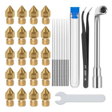 33 Stuks Roestvrijstalen 3D-Printer Extruder Nozzles (0,4 mm MK8), Reinigingsnaalden met Sleutels en Pincet