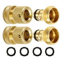 2 Sets Snelkoppelingen voor Tuinslangen, 3/4" GHT Massief Messing, Lekvrij Ontwerp, Universele Pasvorm voor Directe Aansluiting