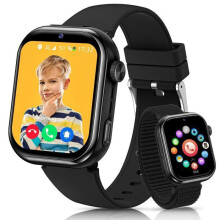 Detské inteligentné hodinky 4G s 1,83-palcovým displejom, GPS, videohovory, hlasový chat, Wi-Fi, LBS, SOS, SMS, čierne