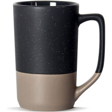 Veľký keramický hrnček na kávu s objemom 515 ml, sivý s bielymi bodkami, dvojfarebný dizajn, veľká rukoväť, unisex