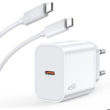 45W rýchlonabíjačka s USB-C, 1m kábel, biela, kompatibilná so Samsung Galaxy A16 A15 A36 A56 A57 A17 S25 S26 S24 Z Flip 5 6 7