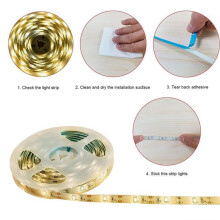 Bandeau Lumineux à Piles de 5 M avec Télécommande pour Placard, Chambre et Décoration de Meubles de Cuisine (Blanc Chaud)