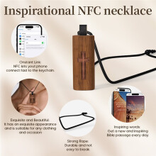 Collana Cattolica con NFC, Collana con Versetto Biblico Quotidiano Cristiano, Regalo di Gioielli Religiosi, Collana con Bibbia In Legno di Noce.