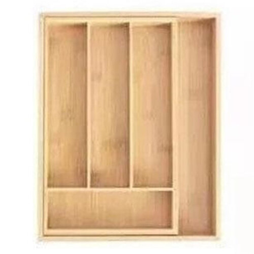 Bamboo Drawer Silverware Kitchen Knives Storage Box Desktop Organizer Tool for Cutlery Stationery Storage Solution 2