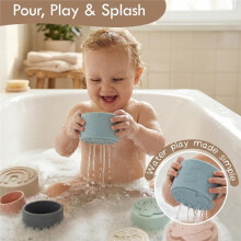 Stacking Cups Toy, Baby Fun Educational Toys Silicone Soft Teething Toy, Age 6+ Months, 7 Piece Set