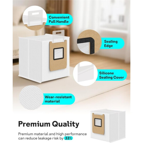 12 Pack E25 E28 Dust Bags Compatible for  Omni Robot Vacuum E25 E28, 4 Layer Filtration System 2
