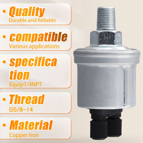 0-10bar Oliedruksensor voor Generator, Auto, Boot, Oliedrukmeter, Zender, Motoronderdeel NPT1/8 2