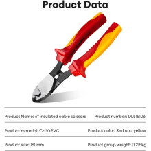 1 Stück 6" Hochleistungs-Industrie-Kabelschneider mit Isolierung für Aluminium- und Kupferkabel, Elektrikerzange