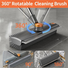 Floor Scrub Brush,Floor Scrubber Push Broom with Long Handle,Heavy-Duty Stiff 90 Bristle Broom for Patio,Shower,Tile