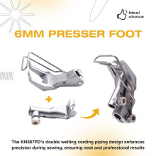 6mm Double Welting Cording Piping Pressure Foot for Durkopp Adler 367 467 767 Juki Lu-2210 Sewing Machine Parts