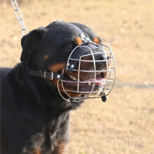 Iron Cage Dog Muzzle Anti Ingestion for Rottweiler French Bulldog Large Breed, Adjustable Breathable Metal Basket Muzzle