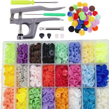 T5 Resin Poppers Set 384 with Storage Box, Plastic Clothing Button Fastener Kit for DIY Sewing, Clothes, Clips