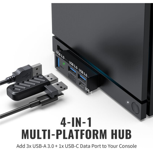 Hub USB 3.0 com 4 Portas (3 USB 3.0 e 1 Tipo C) para Steam Machine, para PS5, PC e Laptop. Conexão de 5 Gbps. Conecte e Use. 2