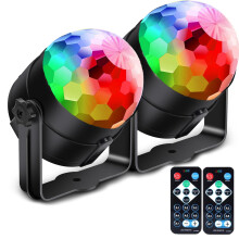 【Pack of 2】 Disco Lights, with 4M/13ft USB Power Cable, 360Rotation Sound Activated Disco Ball Light, 3W RGB, with Remote Control for Kids Birth