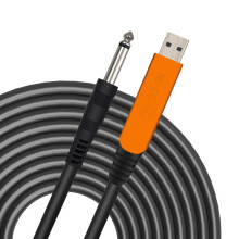 XIMIZU USB Guitar Cable for Instruments Recording 10FT USB-A to 6.35mm, Cable Audio Adapter for Eletronic Guitar, Bass, Piano Recording Compatible wi