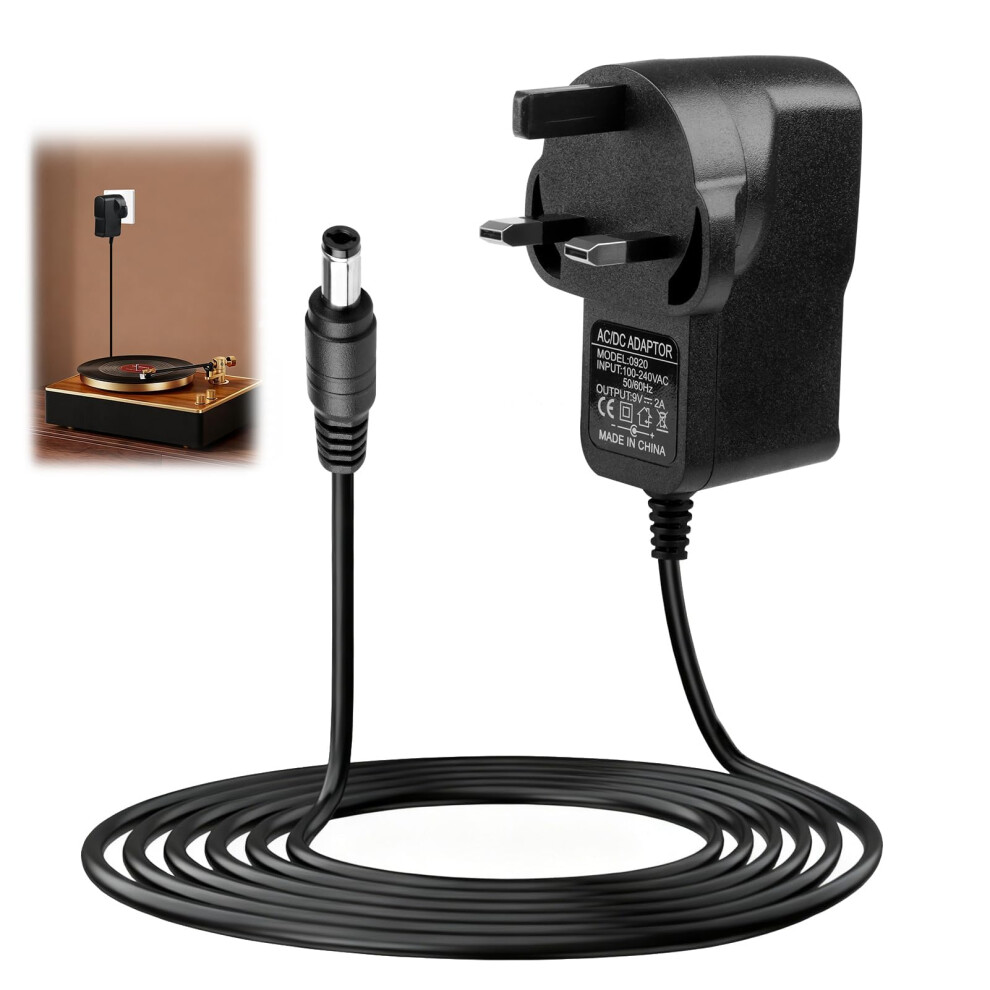 Jagfond 9V 2A Power Supply Adapter For Crosley Cruiser Portable Turntable Reco