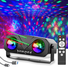 Disco Lights,Party Lights Sound Activated with Roating Disco Ball,Star Projection,Ocean Light,3 Lens Light Pattern Show for Party DJ KTV Club Christm