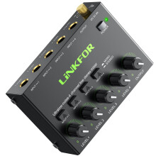 LiNKFOR 4 Channel 6.35mm Audio Mixer – Ultra Low-Noise Stereo Mixer with Type-C