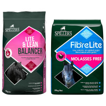 SPILLERS Lite & Lean Balancer 20KG and Fibre Lite Molasses Free 20KG Horse Feed – For a Balanced Diet for Horses and Ponies – Horse Food with Chop