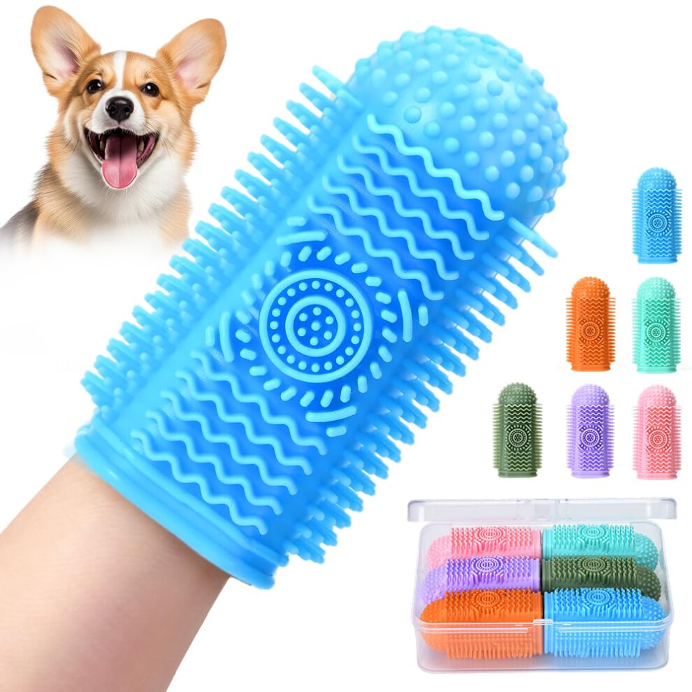 Huixuanze 6Pcs Dog Finger Toothbrush,360 Dog Tooth Brushing Kit,Finger Toothbrush,Cat Tooth Brush,Teeth Cleaning,Dogs Cats Teeth Cleaning Dental Care