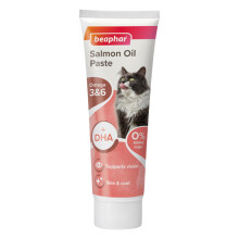 Beaphar - Salmon Oil Paste for Cats - Promotes Glossy, Shiny Coat - Supports Vision & Overall Health - Contains Omega 3 & 6, and DHA – Sugar & Grain