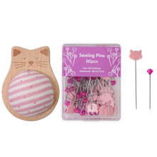 Cushion Pin Holder with 80 Straight Pins, Pincushion for Sewing, DIY , Needlework Quilting Home Desktop Handcraft