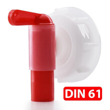 3 X AH 23/61 Outlet Tap Dosing Tap DIN61 for 15-60 L Canister, Canister Tap White/Red, DIN 61 Thread Canister